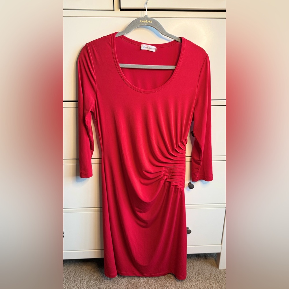 Calvin Klein Red Ruched Blouse